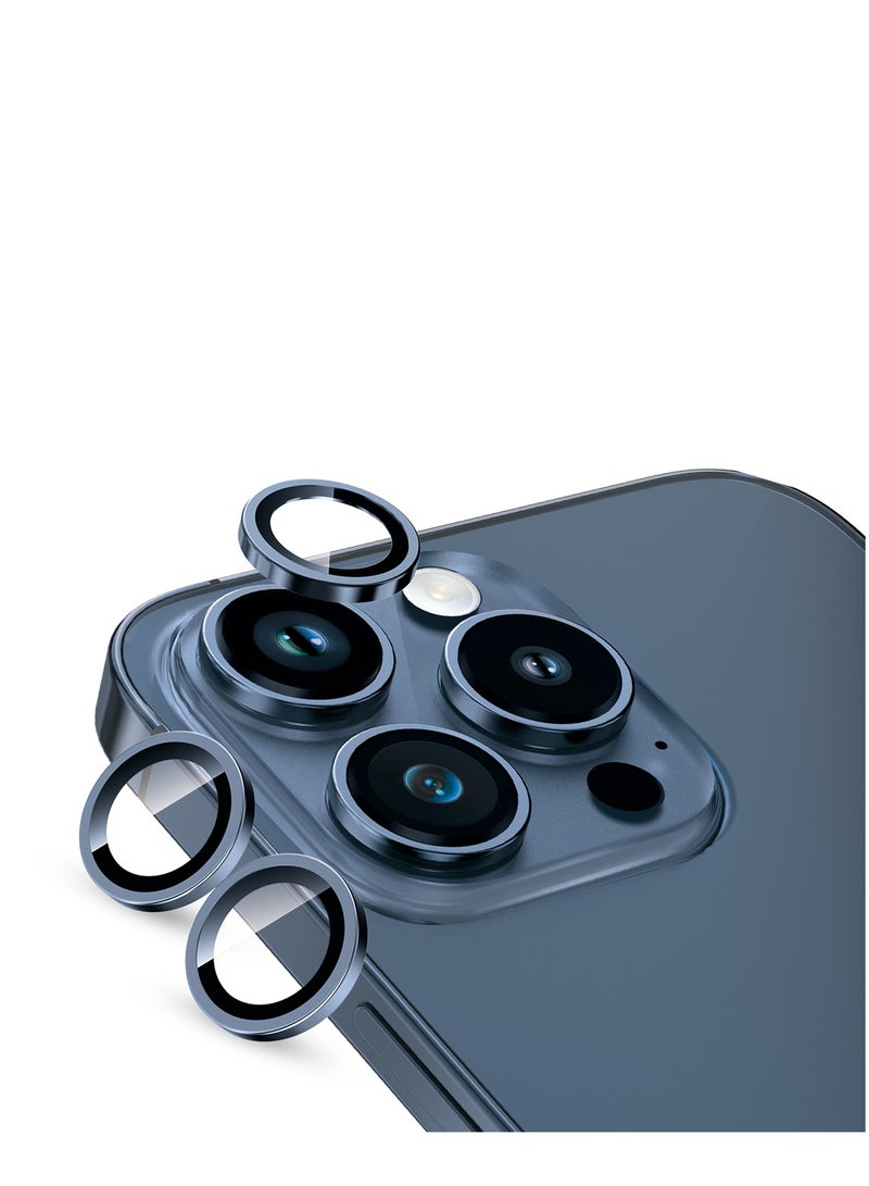 Moxedo Camera Lens Protector Aliminum Alloy with Easy Installation Tool Compatible for iPhone 15 Pro 6.1 inches/iPhone 15 Pro Max 6.7 inches (Deep Blue) - Image 1