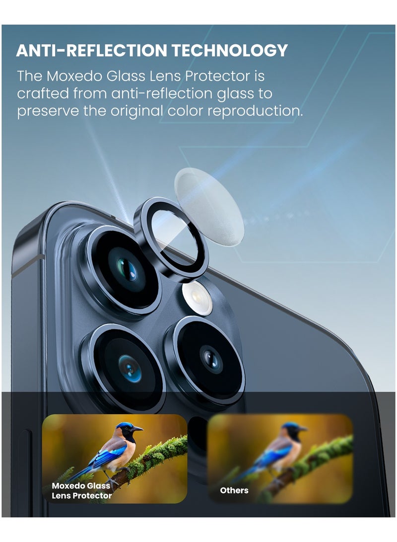 Moxedo Camera Lens Protector Aliminum Alloy with Easy Installation Tool Compatible for iPhone 15 Pro 6.1 inches/iPhone 15 Pro Max 6.7 inches (Deep Blue) - Image 3