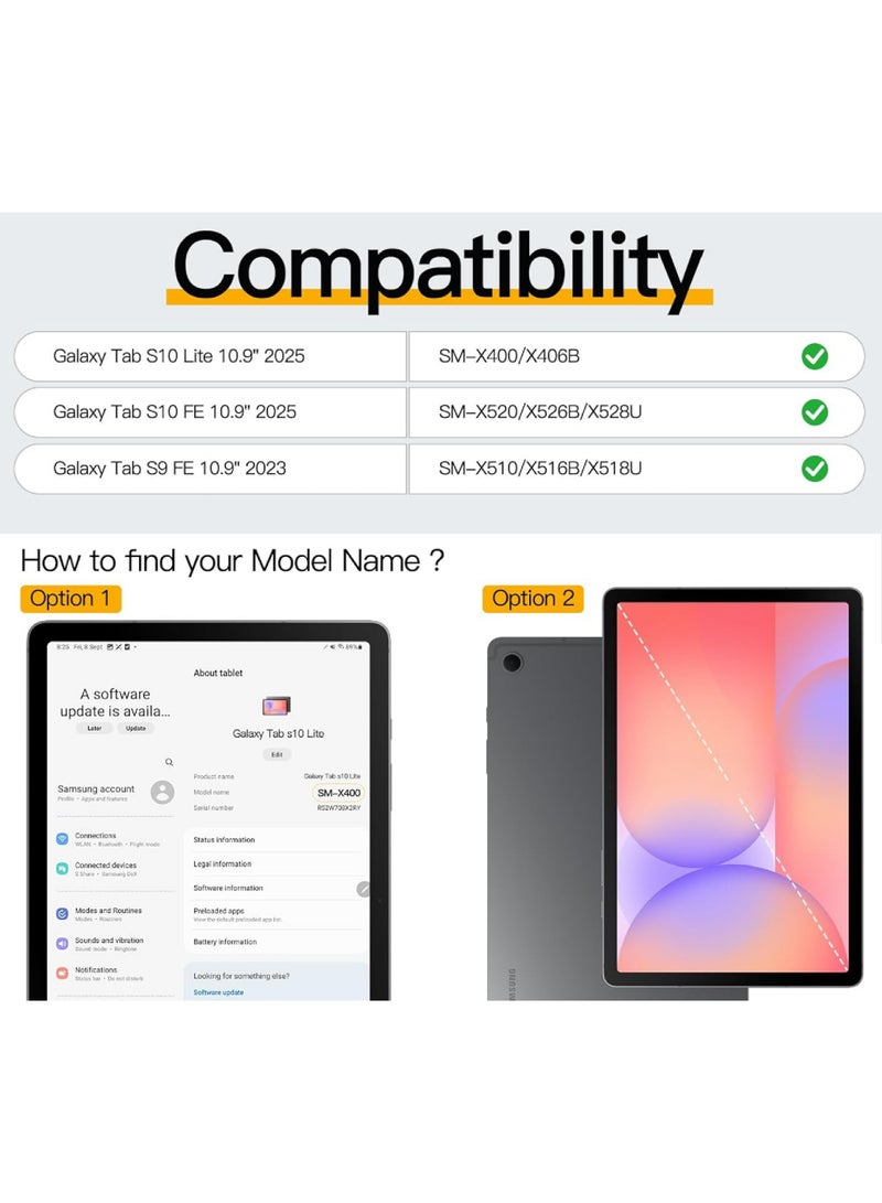 Rock Pow Case for Samsung Galaxy Tab S10 Lite 5G 10.9 inch 2025/S10 FE 10.9 inch 2025/S9 FE 10.9 Inch 2023 Ultra Thin Cover for S9 FE SM-X510/X516B/X518U,S10 FE 2025(SM-X520),S10 Lite(X400/X406B)2025 - Image 2