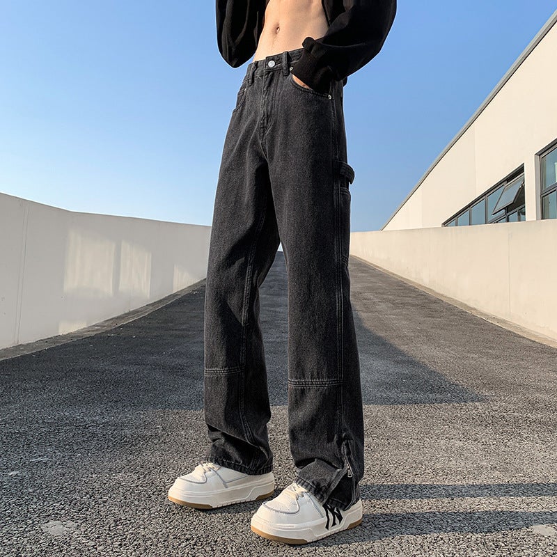 High Street Slit Flared Pants black