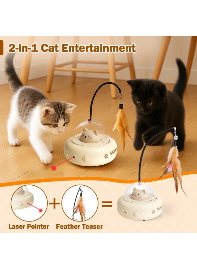 ميتو كرة تفاعلية للقطط مزودة بريشة وليزر - لعبة ذكية متحركة تلقائيًا، كرة تمارين داخلية للقطط تدور 360 درجة، قابلة لإعادة الشحن عبر منفذ USB وهادئة، تُخفف الملل للقطط البالغة والقطط الصغيرة - Image 2
