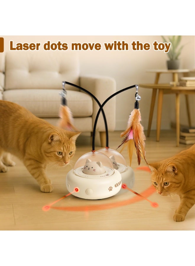 ميتو كرة تفاعلية للقطط مزودة بريشة وليزر - لعبة ذكية متحركة تلقائيًا، كرة تمارين داخلية للقطط تدور 360 درجة، قابلة لإعادة الشحن عبر منفذ USB وهادئة، تُخفف الملل للقطط البالغة والقطط الصغيرة - Image 4