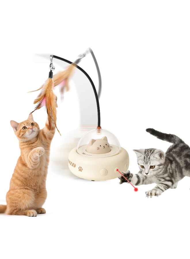 ميتو كرة تفاعلية للقطط مزودة بريشة وليزر - لعبة ذكية متحركة تلقائيًا، كرة تمارين داخلية للقطط تدور 360 درجة، قابلة لإعادة الشحن عبر منفذ USB وهادئة، تُخفف الملل للقطط البالغة والقطط الصغيرة - Image 1