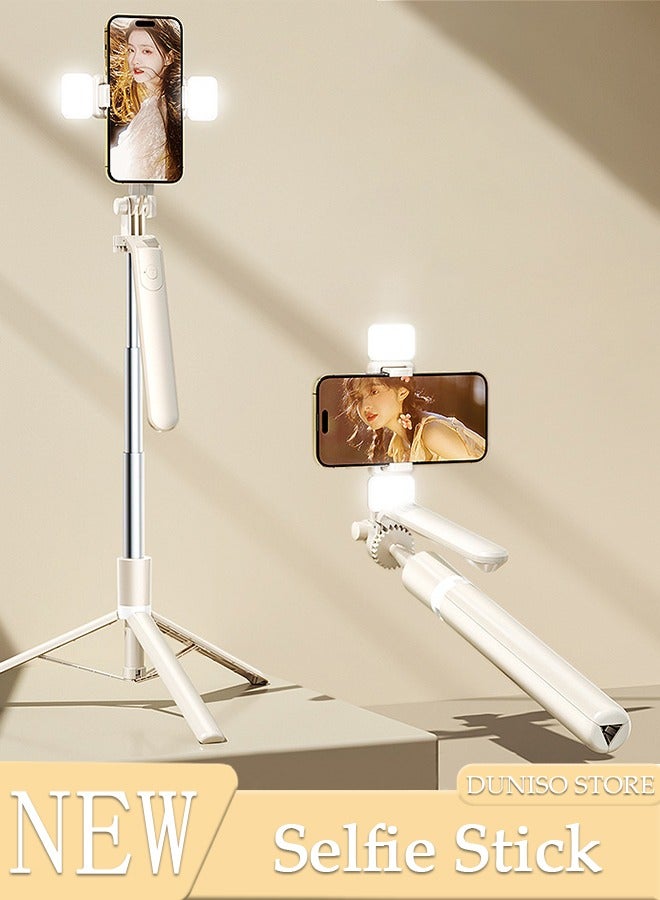 Selfie Stick, All-in-1 Extendable Cell Phone Tripod Stand,Rotate Phone Tripod with Bluetooth Remote Shutter and Fill Light,Group Selfies/Live Streaming/Video Recording Compatible with All Phones - Image 1