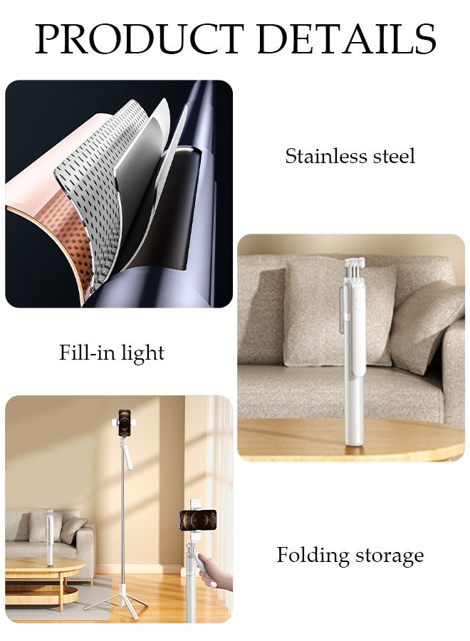 Selfie Stick, All-in-1 Extendable Cell Phone Tripod Stand,Rotate Phone Tripod with Bluetooth Remote Shutter and Fill Light,Group Selfies/Live Streaming/Video Recording Compatible with All Phones - Image 3