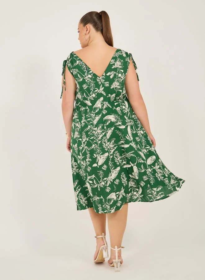 Styli Floral Print Midi Dress