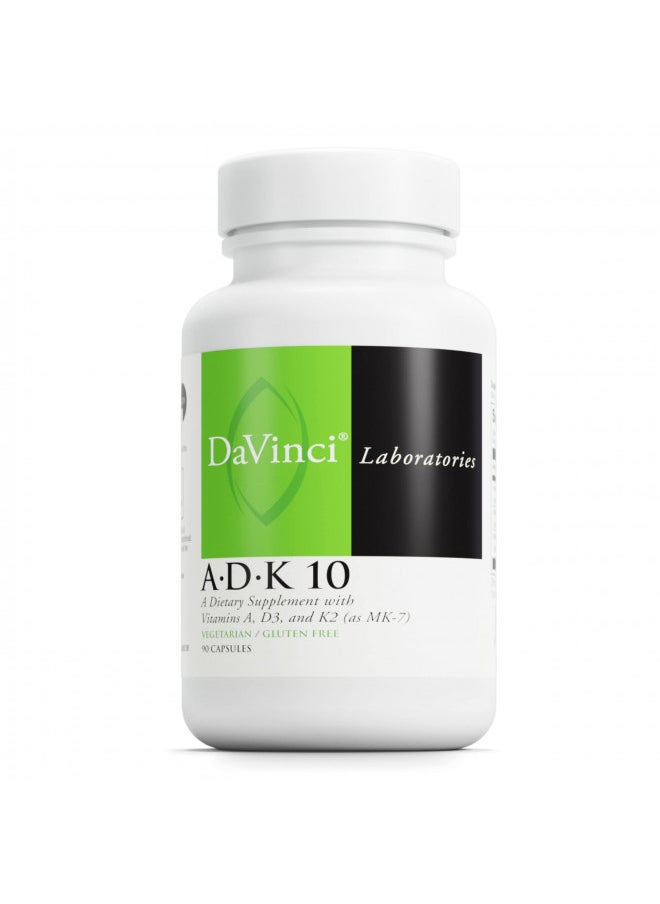 Davinci DAVINCI Labs ADK 10 - Helps Support Bone, Heart & Immune Health* - Dietary Supplement with Vitamins A, D3 & K2 (as MK-7) - Vegetarian, Gluten Free & Soy Free - 90 Capsules  - Image 1