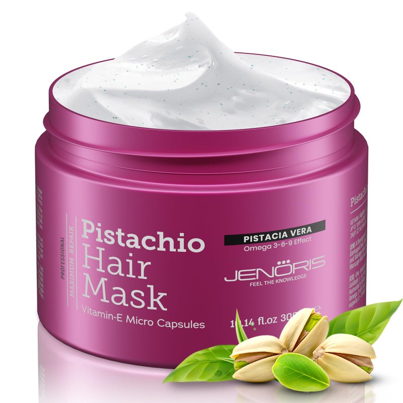 Jenoris Pistachio Hair Mask for Dry Damaged Hair  Deep Conditioning Hair Mask Treatment with Pistachio Oil  Vitamin E For ColorTreated Hair For Hair Repair Paraben  Salt Free 1014 Fl Oz