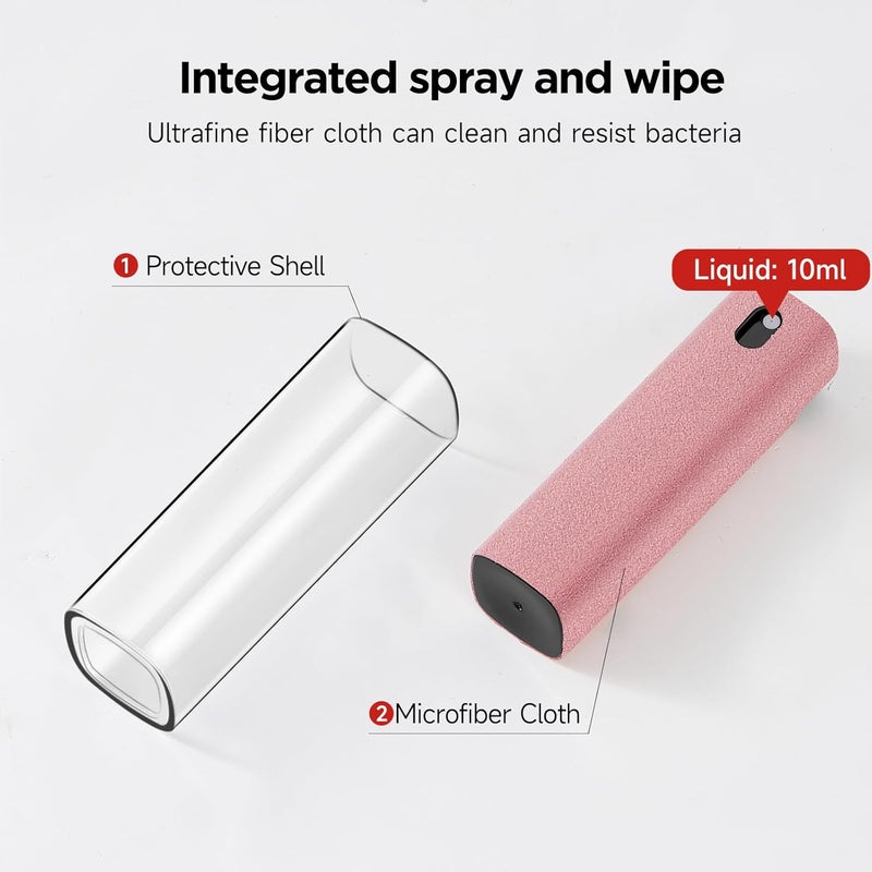 YTT Screen Cleaner, All-in-One Spray & Wipe Cleaner, with Transparent Protective Shell for All Phones, Laptop and Tablet Screens (Pink) - Image 5