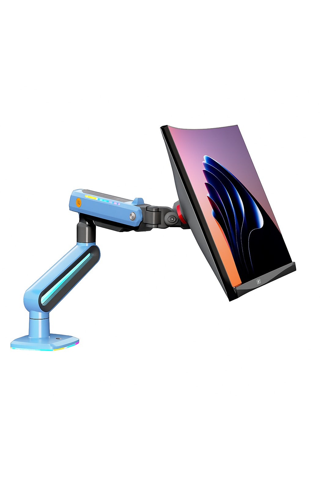 NB M8 RGB Gaming Monitor Arm, Height Adjustable 490mm, Fits 32"-60" Screens, 20kg Load, 360° Rotation, VESA 100x100– Gaming, Workstations & Office Desk Mount– Lake Blue