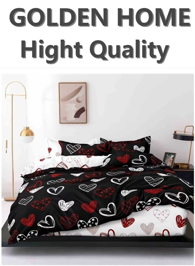 GOLDEN HOME GOLDEN HOME King Size Floral Duvet Cover Set: 1 Duvet Cover, 4 Pillow Covers, 1 Deep Pocket Fitted Sheet - Premium Microfiber 