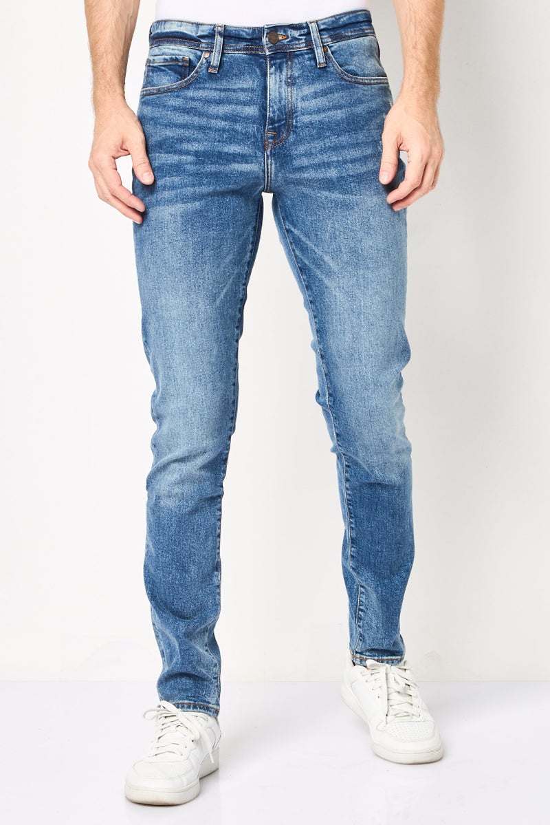 DKNY Men Regular Fit Mid Waist Washed Strechable Denim, Blue - Image 1
