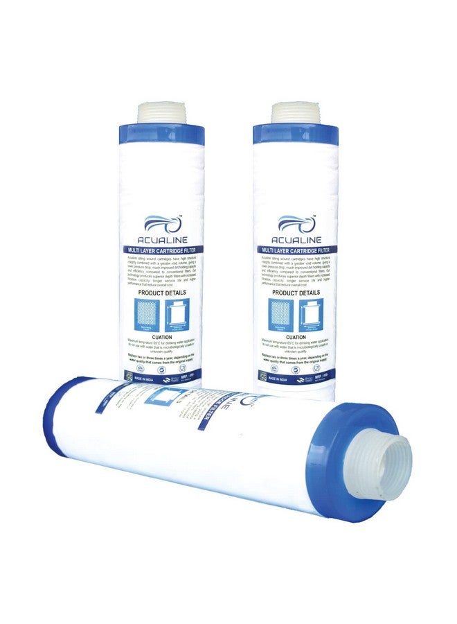 ACUALINE MLT Pre Filter Cartridge, 9 inch Candle Filter, RO Water Purifier Candle, Sediment Filter Compatible with Aquaguard Pre Filter Cartridge, Livpure RO Pre Filter, LG Water and Others (Pack 3) - Image 1