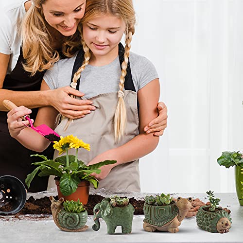 godealio Small Succulent Pots with Drainage, Indoor/Outdoor Ceramic Animal Planter, Cute Cactus/Bonsai Small Flower Pots for Home Decor and Office Desk Decoration, A Set of 4 Pieces is Suitable as A Gift - Image 2