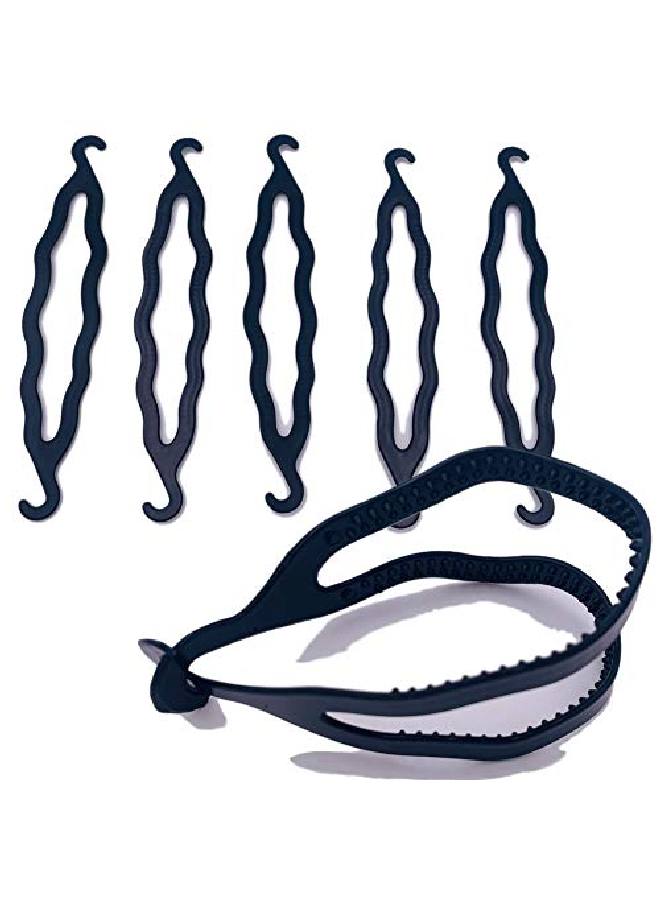 UPSTORE 6 Pcs Black Plastic Hair Magic Donut Bun Maker Upgraded Version Hair Twist Braiding Tool Curler Hair Bun Shaper Set Hair Accessories Ponytail Hair Tool Instant Hair Snap Buns For Girls Women - Image 2