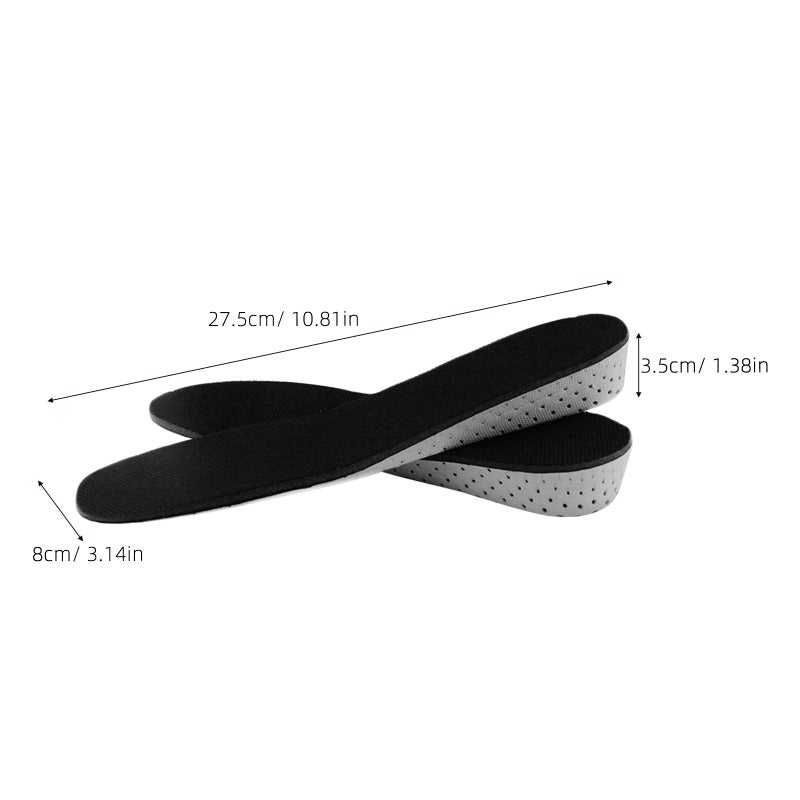 2pcs Breathable Invisible Shoe Insole Cuttable EVA Slow Rising Height Increase Shoe Pads - Size 35-44 (3.5CM) - Image 2
