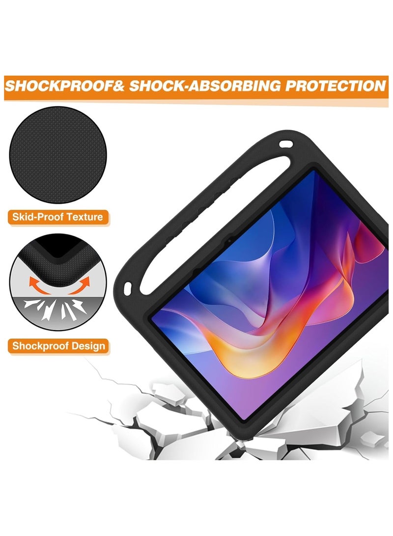 حافظة صادمة متوافقة مع Xiaomi Redmi Pad 2 مقاس 11 بوصة 2025، حافظة واقية خفيفة الوزن من EVA صديقة للأطفال مضادة للصدمات مع مقبض وحامل غير مرئي (أسود) - Image 5