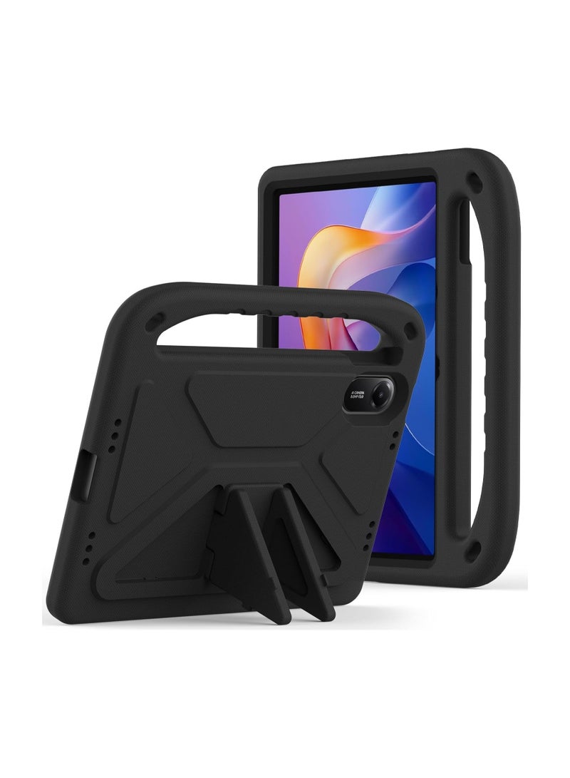 حافظة صادمة متوافقة مع Xiaomi Redmi Pad 2 مقاس 11 بوصة 2025، حافظة واقية خفيفة الوزن من EVA صديقة للأطفال مضادة للصدمات مع مقبض وحامل غير مرئي (أسود) - Image 1