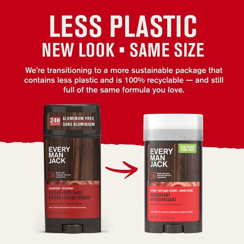 Every Man Jack Cedar + Red Sage Menâ€™s Deodorant - Stay Fresh with Aluminum Free Deodorant For all Skin Types - Odor Crushing, Long Lasting, with Naturally Derived Ingredients - 3oz (2 Pack) - Image 2