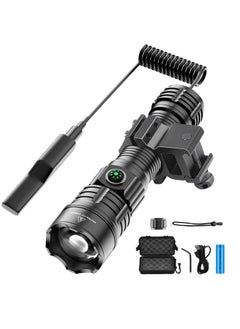 Flashlights Torches, Ultra Powerful Flashlight, USB Rechargeable Flash Light, Night Scout Lights, LED Zoom Tactical Lantern (Black,set A)