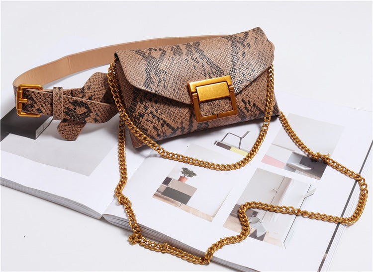 2019 Personalized New Fashion Snake Pattern Waist Bag Women'S Casual Clothing Collocation Crossbody Chain Belt Women'S Belt - Image 1