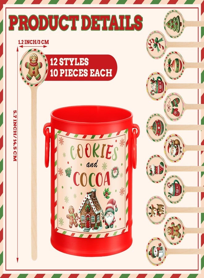 Teenyyou 121 Pcs Christmas Wooden Coffee Stirrers with Holder and Wood Cocktail Coffee Stir Sticks Cookies and Cocoa Disposable Drink Stirrers for Stirring Hot Restaurant Home Office(Brown) - Image 2