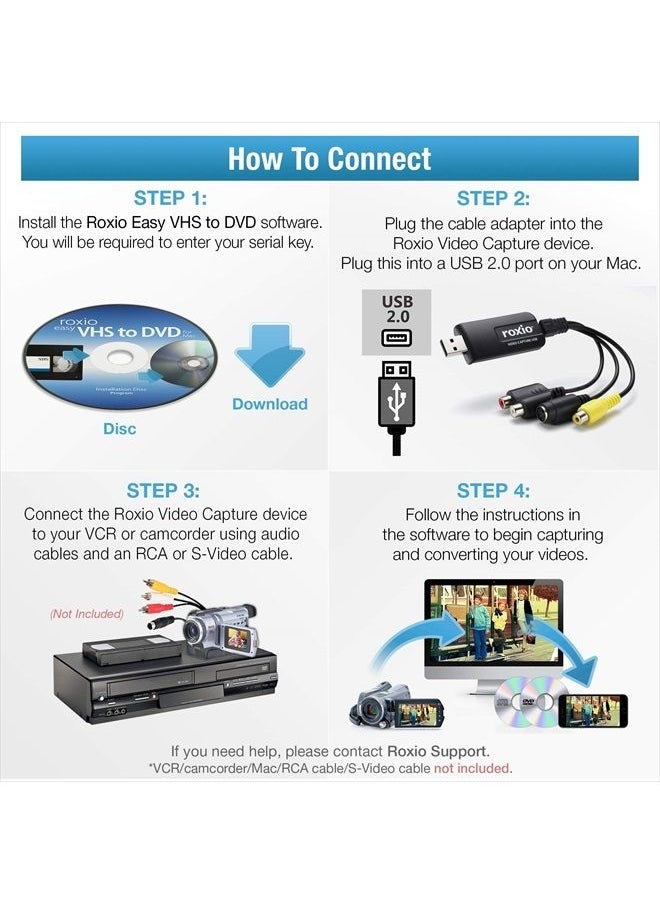 Roxio Easy VHS to DVD for Mac | VHS, Hi8, V8 Video to DVD or Digital Converter [Mac Disc]
