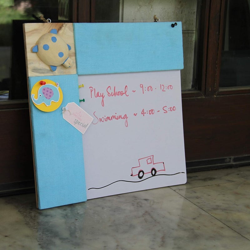 IVEI Wood Combination Board with Pin Board & Whiteboard Best Gift for Home, Office, School | Office Wall Accessories | Utility Boards (Turtle - Blue) - Image 2