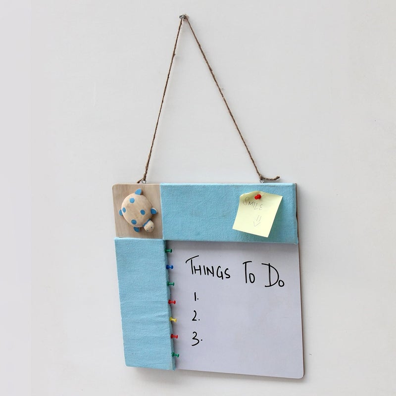 IVEI Wood Combination Board with Pin Board & Whiteboard Best Gift for Home, Office, School | Office Wall Accessories | Utility Boards (Turtle - Blue) - Image 4