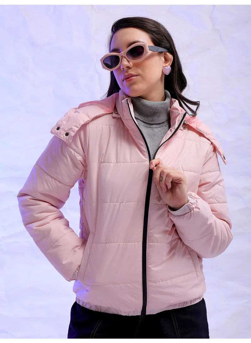 مرفوعة Women Casual Regular Fit Long Sleeve Detachable Hood Puffer Jacket