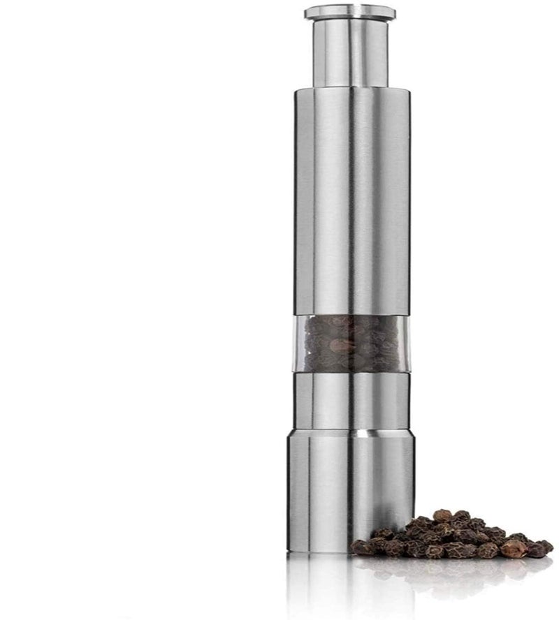 Goodmarts Mini Pepper Grinder Crusher Mill Stainless Steel Hand Thumb Press Set Machine with Stylish Design for Grinding Salt and Black Pepper - Image 1