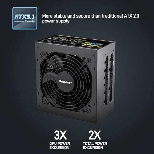 Segotep GM850 Power Supply 850W, PCIe 5.1 & ATX 3.1 Full Modular 80 Plus Gold Certified Gaming PSU for NVIDIA RTX 20/30/40/50 Series and AMD Graphics Cards - Image 4