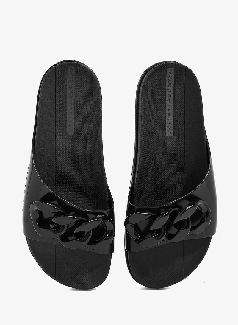 Voices Slide Soul Corrente  Women'S Anti Slip Sole  With Chain Design Sandals - Black - Image 4
