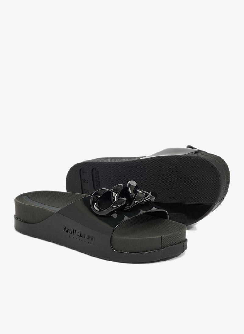 Voices Slide Soul Corrente  Women'S Anti Slip Sole  With Chain Design Sandals - Black - Image 3