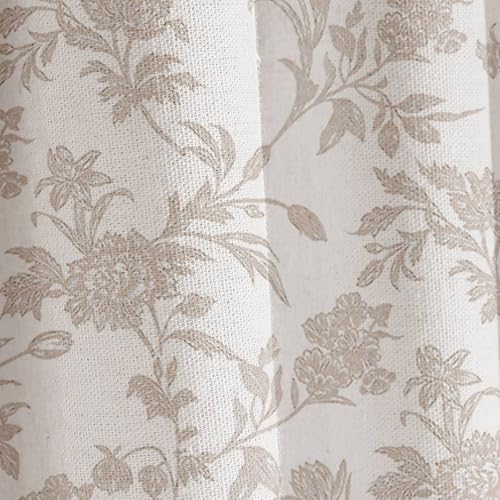 WOUVMA Beige Shower Curtain Floral Cotton Linen Cottagecore Shower Curtain for Bathroom 72" W x 72" L Boho Farmhouse - Image 3