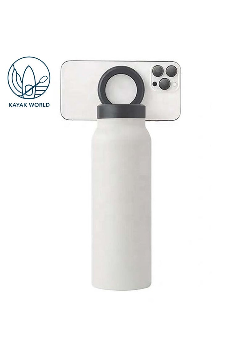 Phone Planet 700ml Water Bottle with an innovative magnetic lid to hold your phone securely in place while shooting and exercising Enjoy hot or cold water Easy to clean design a wide opening and a non tip design Black  - Image 4