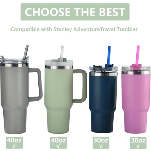 Haundry 14 Pack Replacement Straws for 40 oz Stanley Adventure Travel Tumbler Cup, Reusable Plastic Straws with Cleaning Brush, Compatible with 40oz 30oz 20oz 14oz Stanley Water Jug, 12inch - Image 3
