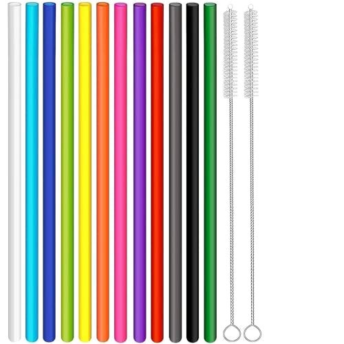 Haundry 14 Pack Replacement Straws for 40 oz Stanley Adventure Travel Tumbler Cup, Reusable Plastic Straws with Cleaning Brush, Compatible with 40oz 30oz 20oz 14oz Stanley Water Jug, 12inch - Image 1