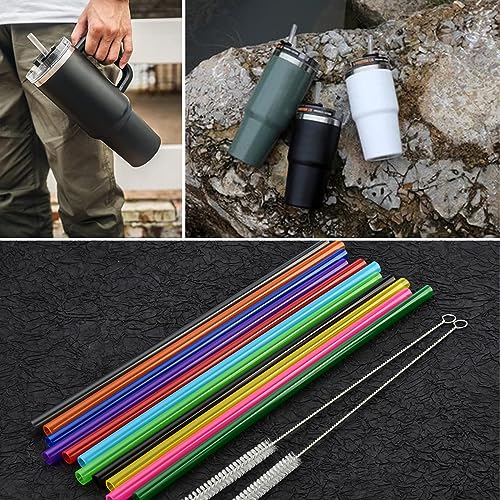 Haundry 14 Pack Replacement Straws for 40 oz Stanley Adventure Travel Tumbler Cup, Reusable Plastic Straws with Cleaning Brush, Compatible with 40oz 30oz 20oz 14oz Stanley Water Jug, 12inch - Image 4