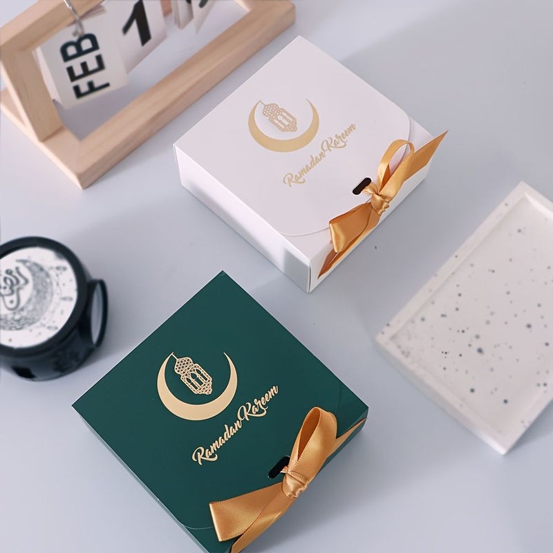 Gifts For Him Or Her 5pcs Ramadan Gift Boxes White Box With Golden Ribbon Large Size Elegant Family Celebration Decor - Image 4