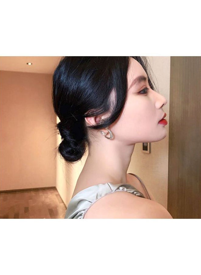 NIBEMINENT - Pearl And Stone Studded C-Shaped Hoop Earrings - Image 1