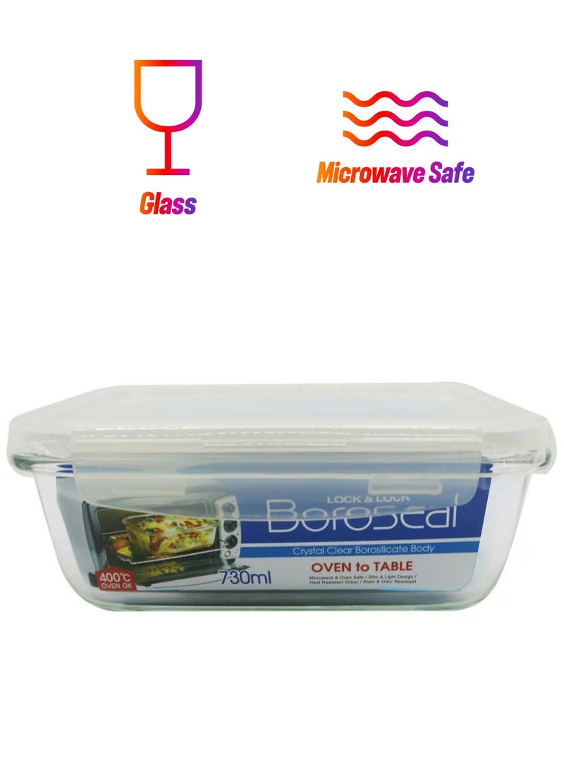 LOCK & LOCK Boroseal Glass Rectangular Food Container 730 Ml