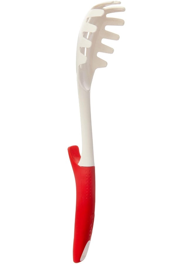 Winds Trading - Sunplast Spaghetti Server Pasta Server with Soft-Touch Handle 32cm - Comfortable Grip Pasta Spoons - Server Spoon for Non-Stick Pots and Pans Red & Black Color - Image 1