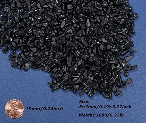 LAIDANLA Obsidian Crushed Stone Crystal Chips Bulk Natural Gemstones Healing Reiki Crystals Mini Quartz Vase Filler Aquarium Gravel 100g - Image 4