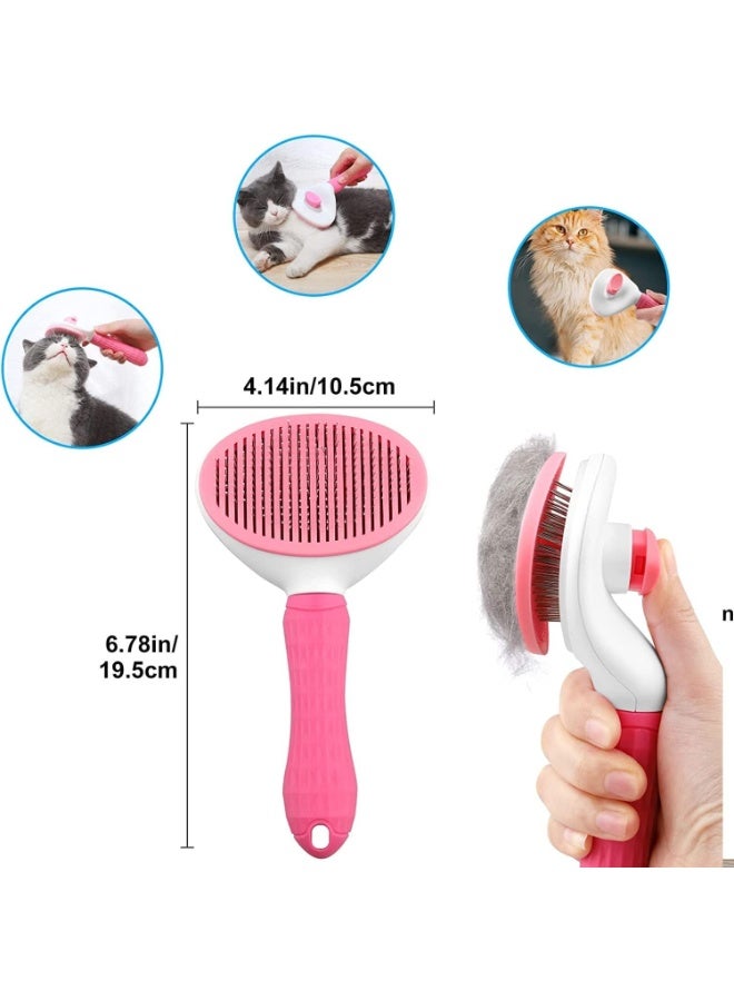 Cat Dog Grooming Brush Self Cleaning for Short and Long Hair for Cat Brush (Pink) - Image 2