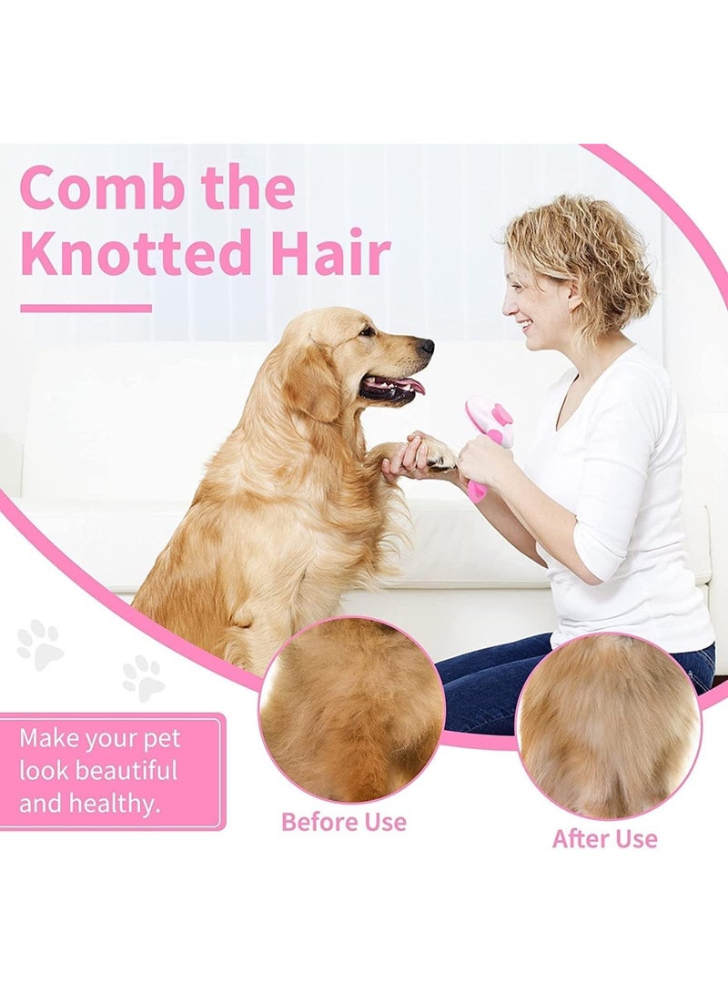 Cat Dog Grooming Brush Self Cleaning for Short and Long Hair for Cat Brush (Pink) - Image 3