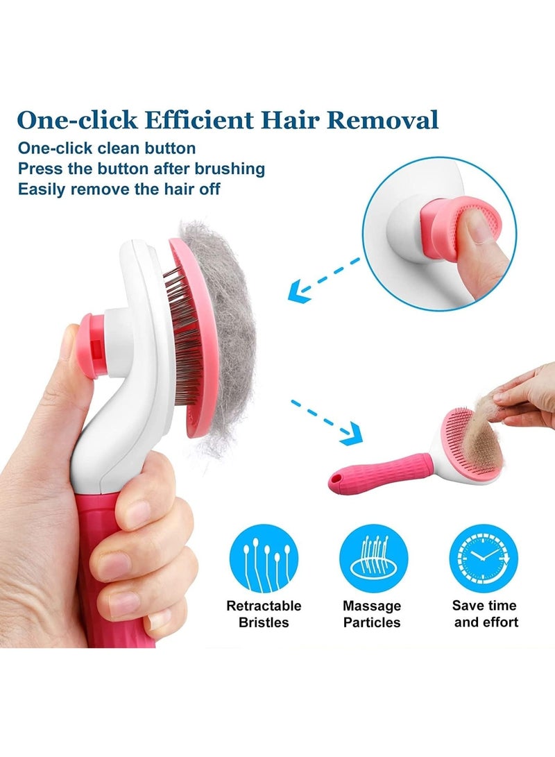 Cat Dog Grooming Brush Self Cleaning for Short and Long Hair for Cat Brush (Pink) - Image 5