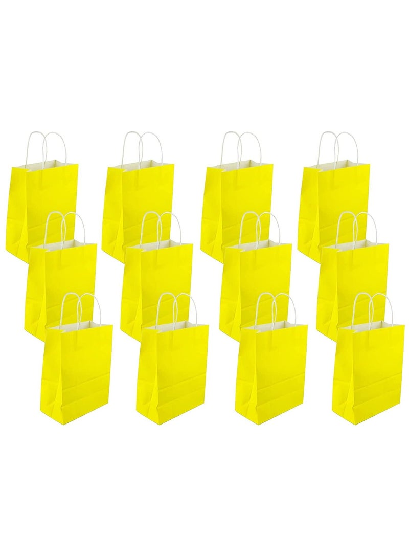 كيس ورق كرافت بمقبض أصفر ملتوي 26 × 33 × 12 سم حقائب حفلات ورقية حقائب حفلات الدجاجة حقيبة ورقية كرافت حقيبة هدايا عيد ميلاد العروس حقائب أعياد الميلاد لحفلات الزفاف - 12 قطعة. - Image 2