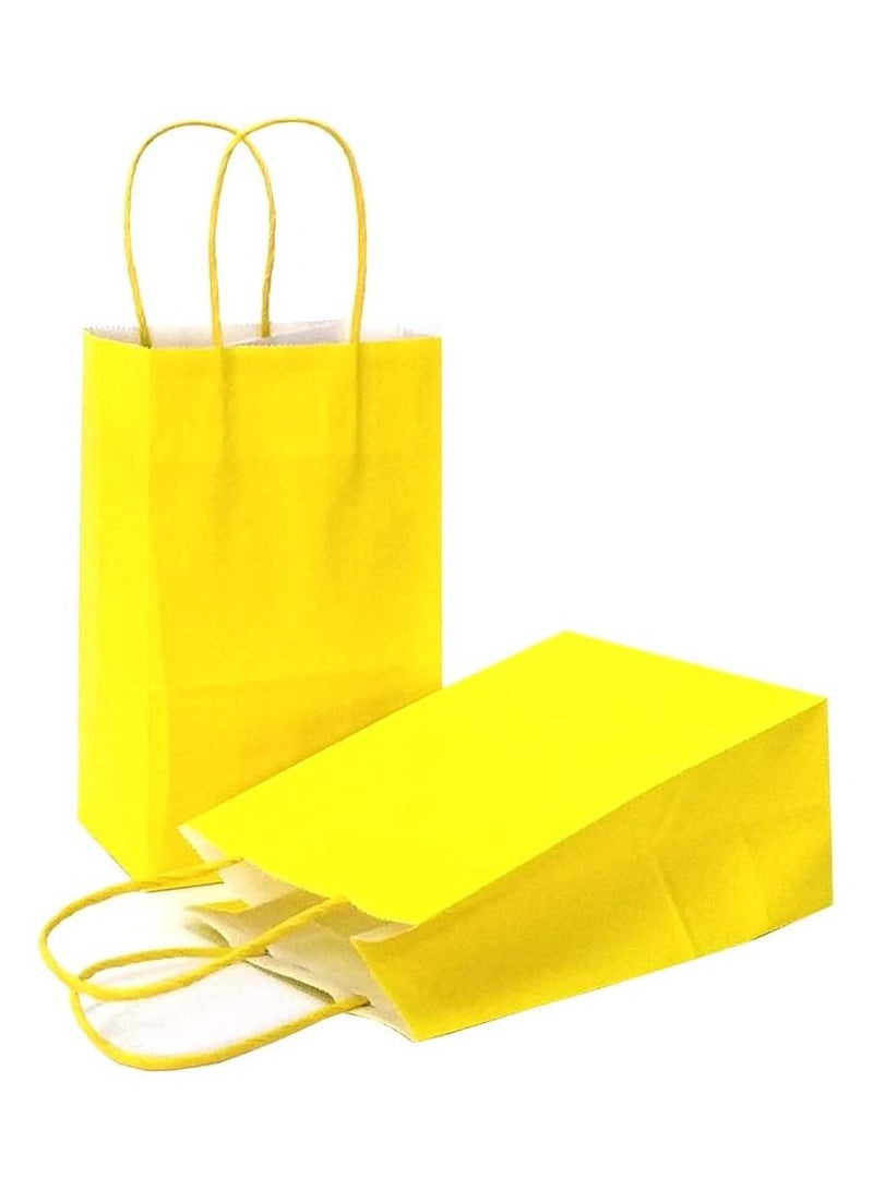 كيس ورق كرافت بمقبض أصفر ملتوي 26 × 33 × 12 سم حقائب حفلات ورقية حقائب حفلات الدجاجة حقيبة ورقية كرافت حقيبة هدايا عيد ميلاد العروس حقائب أعياد الميلاد لحفلات الزفاف - 12 قطعة. - Image 1