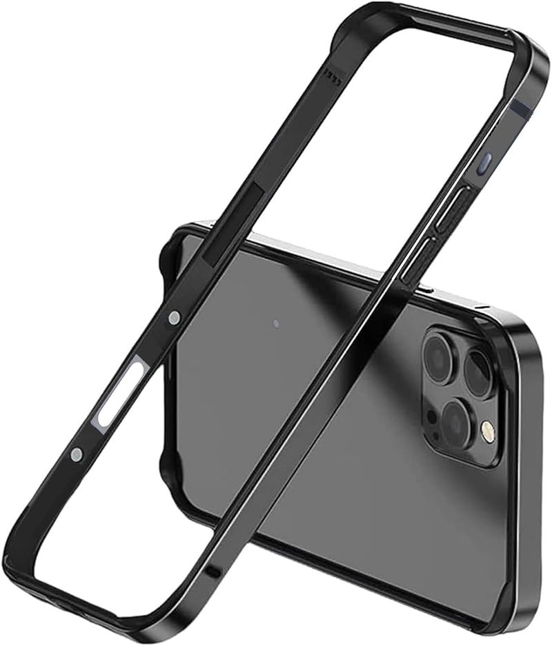 Excefore For Iphone 16 Pro Bumper Case, New Aluminum Frame Slim Hard Case No Back Design, Armor Protective Case With Soft Inner Bumper, Raised Edge Camera Protection, Support For Wireless Charging, Black - Image 1